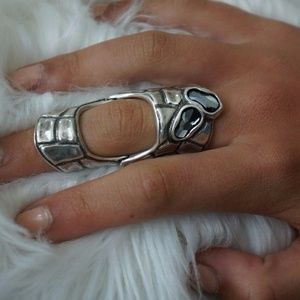 NEW UNO de 50 Crystal BITE ME Full Finger Ring S L